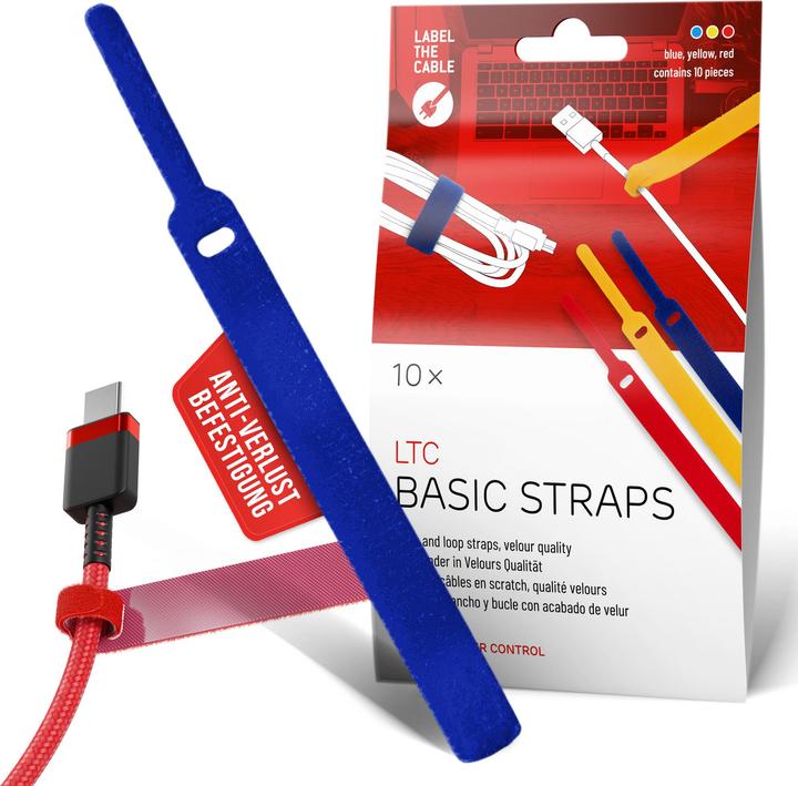 Actual product image Label-the-cable LTC BASIC 10 Power hook and loop binder rt, gb, bl (Velcro cable ties, 170 mm, 10 pcs.)