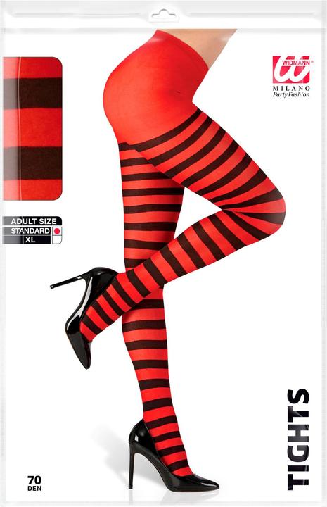 Produktbild Widmann ROT-SCHWARZ GESTREIFTE STRUMPFHOSE 70 DEN, One Size Fits Most Adult