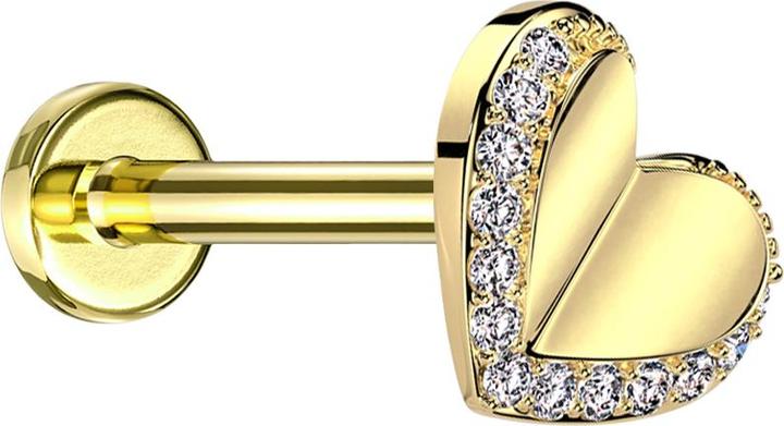 Produktbild Star Piercing Micro Threadless Labret vergoldet Herz vergoldet Kristalle silber (Chirurgenstahl 316L, Messing)