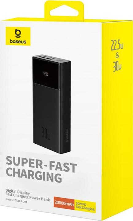 Image du produit Baseus Banque d'alimentation Star-Lord 20000mAh, 30W (black) (20000 mAh, 30 W, 74 Wh)