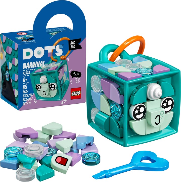 Actual product image LEGO DOTS 41928 Narwhal bag hanger (41928, LEGO Dots)
