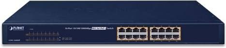 Produktbild Planet 19 Zoll POE+ Switch, 16 x Gigabit, 802.3at High Power, 220 Watt (16 Ports)