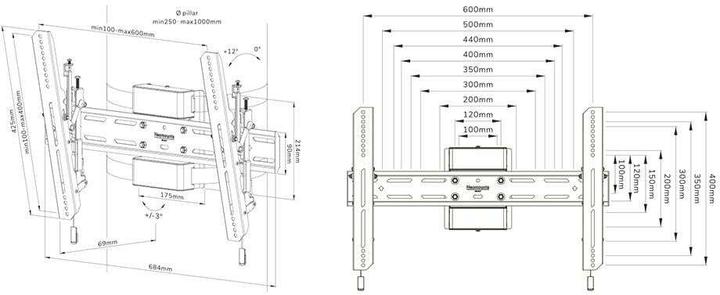 Produktbild Neomounts Select Screen Pillar Mount (ti (Stange, 50 kg, 40" - 75")