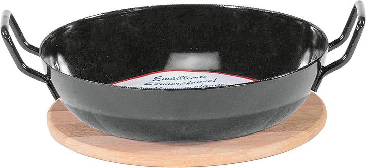 Produktbild Krüger Servierpfanne mit Holzteller (20 cm, Emaille)