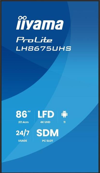 Actual product image iiyama 86" 3840x2160, UHD IPS panel, Haze 25% (3840 x 2160 Pixels, 85.60")