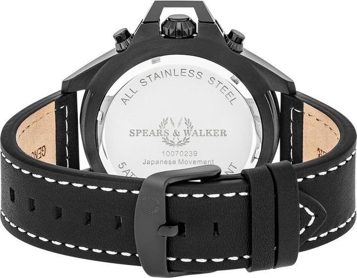 Produktbild Spears & Walker Herren Quarzuhr Varus II Echtleder schwarz - 23250 (Chronograph, 50 mm)