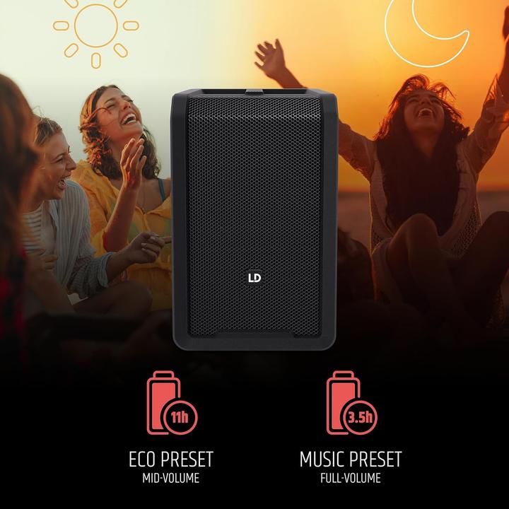 Image du produit LD Systems ANNY® 8 - Enceinte portable Bluetooth® PA avec batterie et table de mixage, Stage Black (Actif, 1x 80 W)