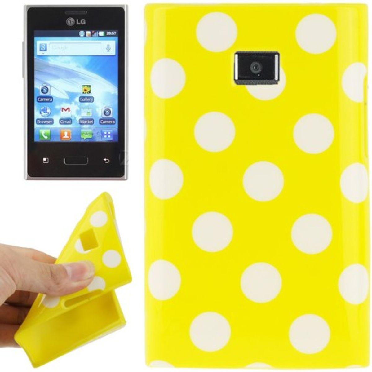König Design Schutzhülle TPU Punkte Case für Handy LG Optimus L3 / E400 (LG Optimus L3 II), Smartphone Hülle, Gelb