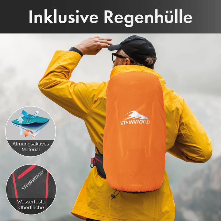 Immagine prodotto Steinwood Zaino da trekking 35L - Idrorepellente, con copertura antipioggia e ventilazione posteriore (36 l)