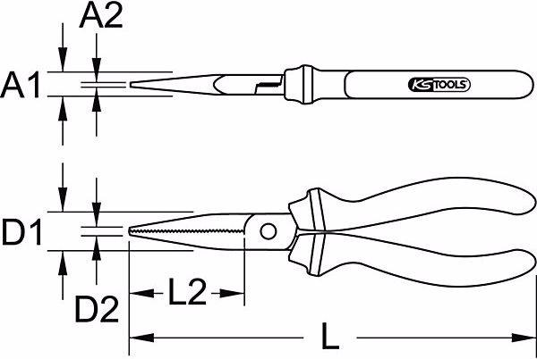 Actual product image KS Tools SlimPOWER Flat Round Nose Pliers (160 mm)