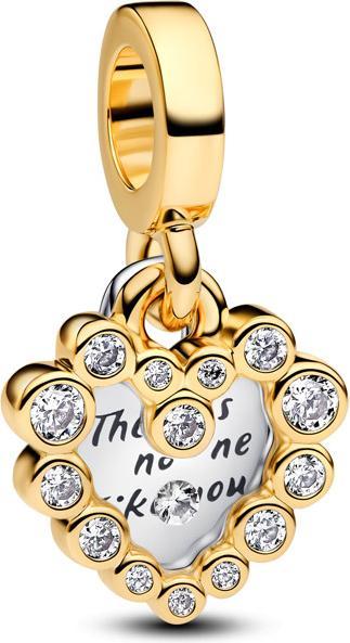 Immagine prodotto Pandora Funkelnder Doppel Herzanhänger Charm (Metallo, Argento 925, Dorato)