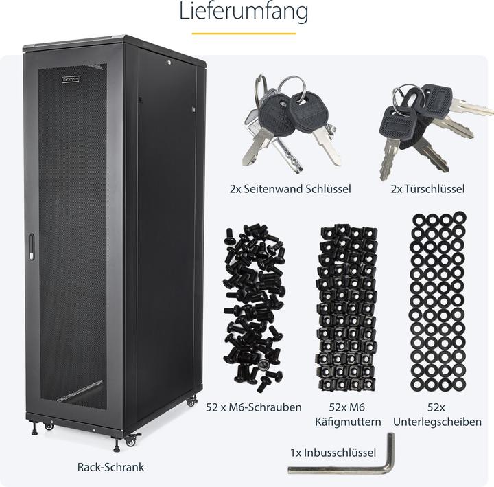 Immagine prodotto StarTech Monta Il Tuo Server O Le Tue Apparecchiature Di Rete In Questo Armadio Server 42u - Rack 42u (42 HE, Rack da 19 pollici)