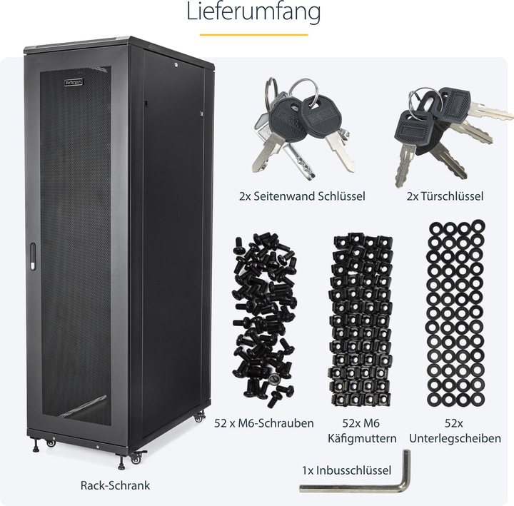 Produktbild StarTech Mount Your Server Or Networking Equipment In This 42u Server Cabinet - 42u Rack (42 HE, 19 Zoll Rack)