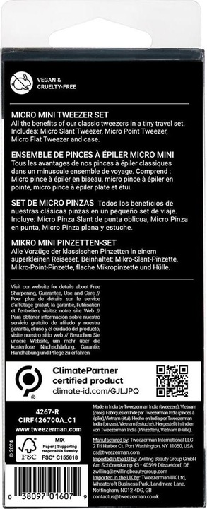 Nährwerte und Zutaten Tweezerman Micro Mini Pinzetten Set Pink