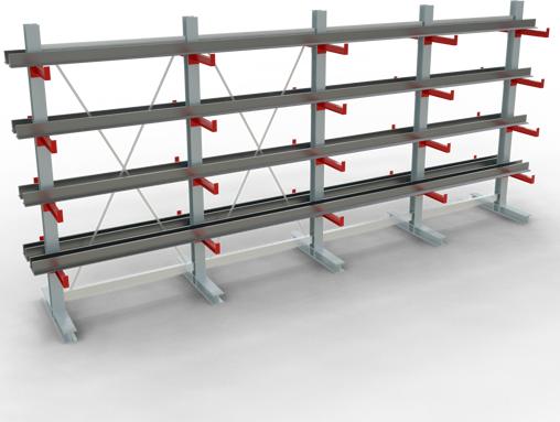 Produktbild Schulte Lagertechnik K 3000 Kragarm-Komplettregal 5 Ständer - 2-seitig