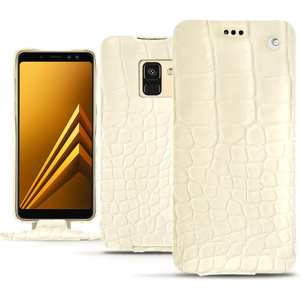 Thumbnail - Noreve Lederschutzhülle vertikal (Samsung Galaxy A8 (2018)), Smartphone Hülle, Weiss