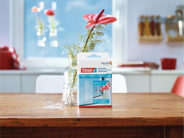 Produktbild tesa Powerstrips für Glas, transparente Klebestreifen