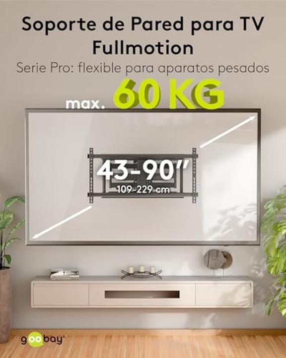 Actual product image Goobay TV wall mount Pro FULLMOTION XL, black (Wall, 90", 60 kg)