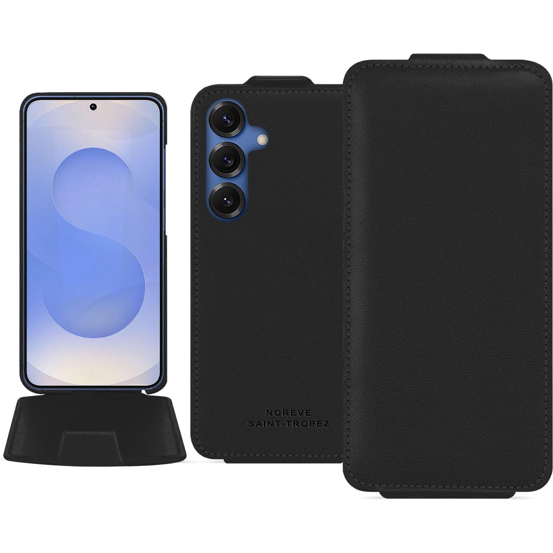 Noreve Lederschutzhülle vertikal (Samsung Galaxy S25), Smartphone Hülle, Schwarz