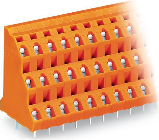 Actual product image Wago 737-662 Three-pin terminal strip for printed circuit boards 0.08-2.5 qmm orange