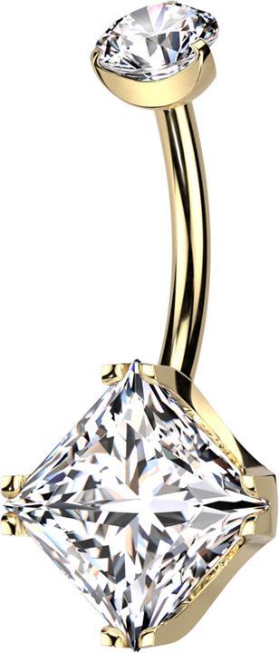 Actual product image Star Piercing Banana gold-plated inner thread round crystal set in silver and square crystal set in silver (without brass, Titanium G23)
