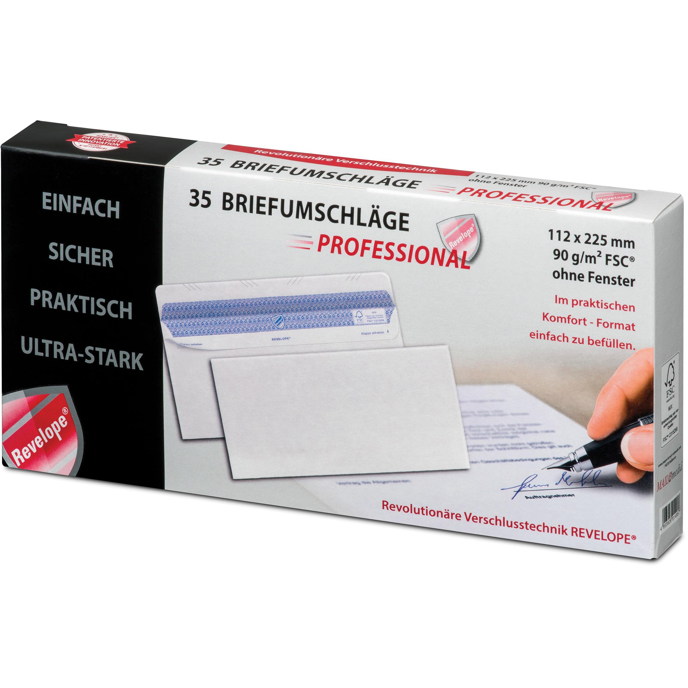 Thumbnail - Mailmedia, Briefumschlag, Briefumschläge Professional Format: 112 x 225 mm, ohne Fenster (35 x)