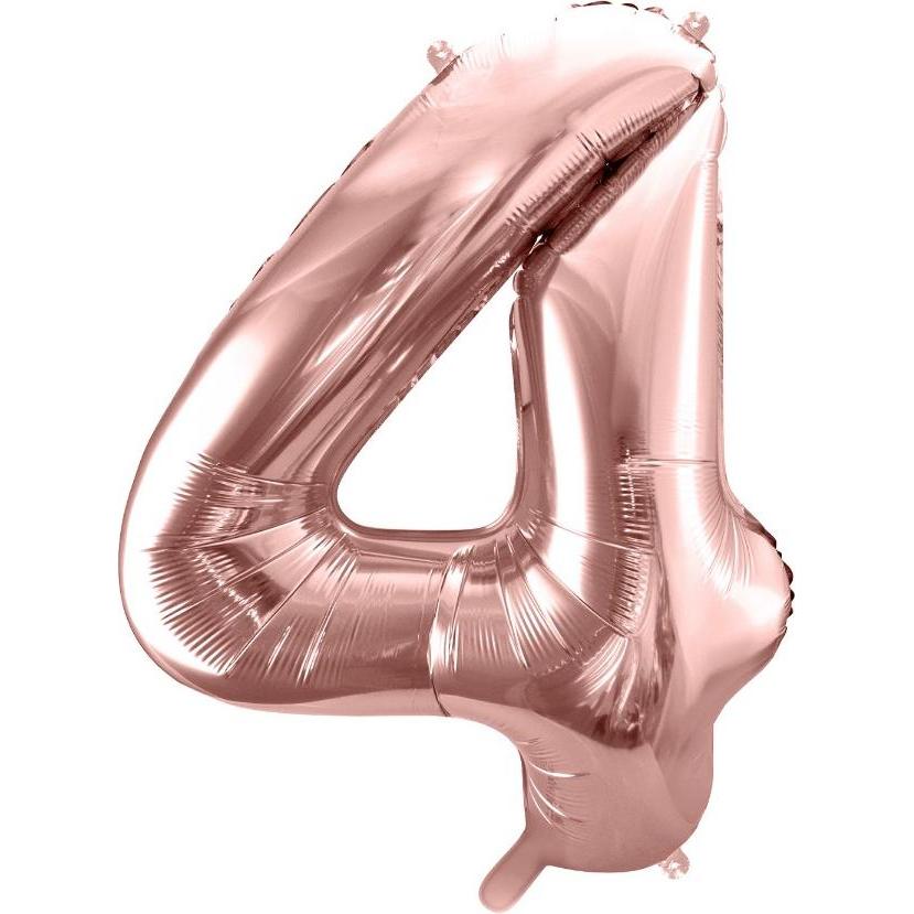 Partydeco Alu-Ball Ziffer "4" Rose gold