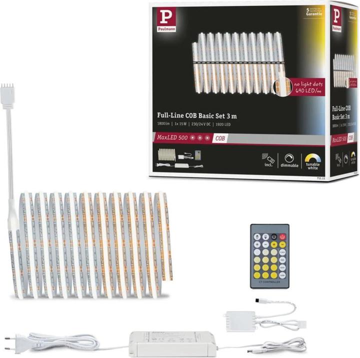 Immagine prodotto Paulmann Set di strisce COB MaxLED 500 a linea intera (Bianco, 300 cm, Interno)
