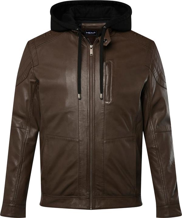 Produktbild Men+ Lederjacke, Leder, abnehmbare Jersey-Kapuze, Zipper, bis 7 XL (7XL)