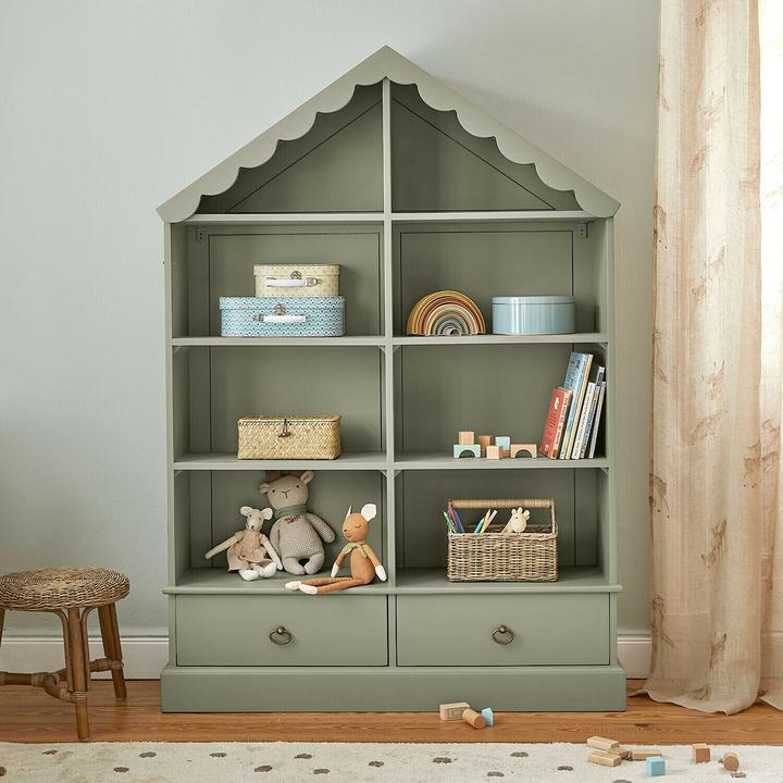 Produktbild Loberon Regal Vaurillon grün (106 x 30 x 152 cm)