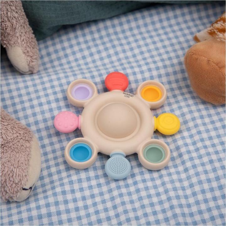 Actual product image SiliSoft - Pop Teething Ring - Sensory teething toy with pop buttons & soft silicone core (0 Months)
