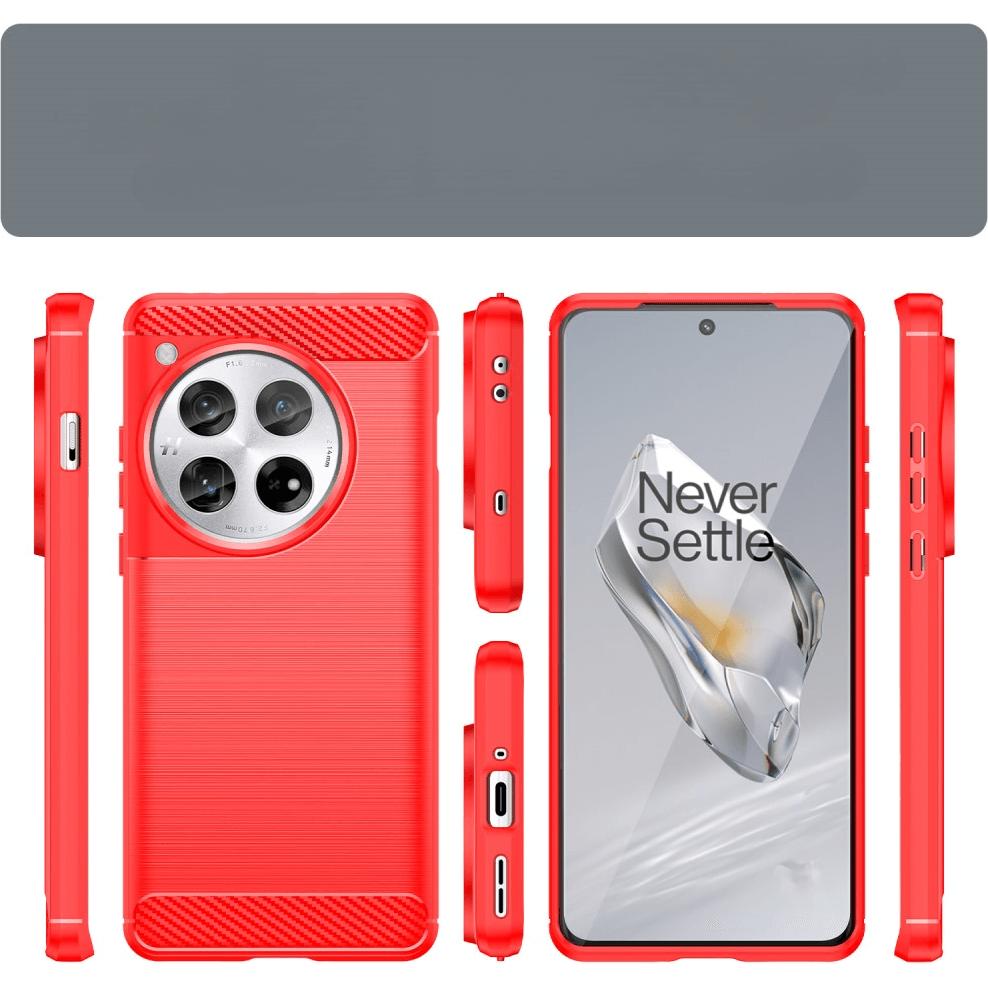 Thumbnail - Cover-Discount OnePlus 12R - Metall Carbon Look Hülle rot (OnePlus 12R), Smartphone Hülle, Rot