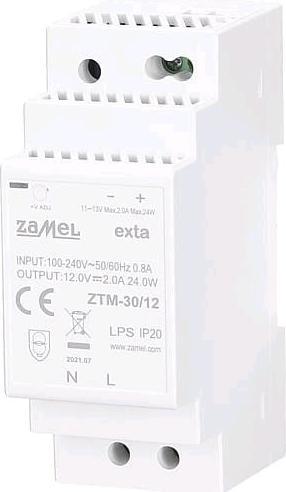 Zamel Top-hat rail power supply unit 12VDC24W2.0A ZTM3012