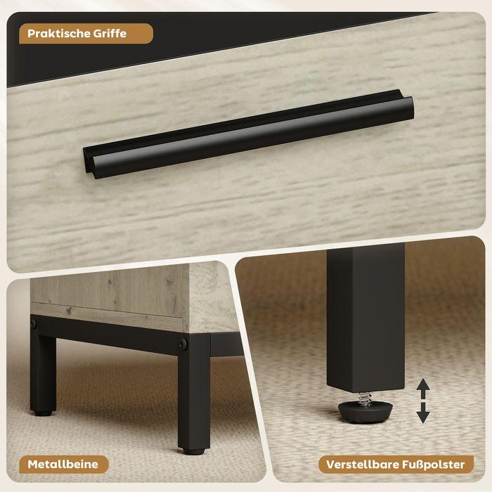 Actual product image Swisshandel24 Industrieller Sekretär-Schreibtisch, Regalen, Metallrahmen, 100cm, Naturholz, Schwarz (100 x 40 x 80 cm)