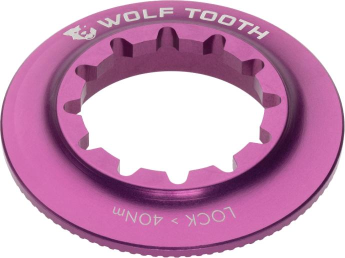 Actual product image Wolf Tooth Centerlock Lockring, Internal Spline, ultraviolet purple