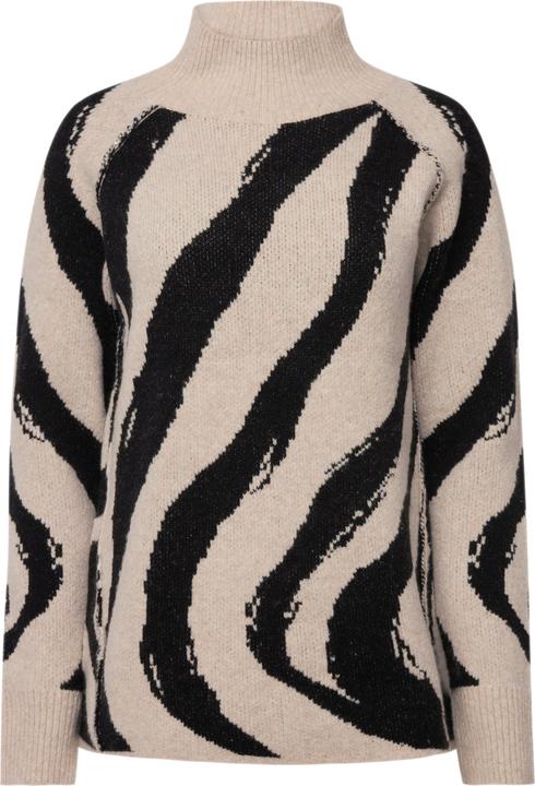 Immagine prodotto Laurasøn Maglione in misto lana con design a onde, collo alto e maniche lunghe (M)