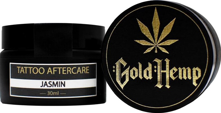 Actual product image GoldHemp Tattoo Aftercare Jasmine 30ml (Cannabidiol, Benzyl salicylates, Linalool, Vitis Vinifera Sees Oil, Tocopherol, Flavor, Cera Alba, Cannabis Sativa Seed Oil, Cocos nucifera oil, Amyl cinnamal, Panthenol, Pantolactone)