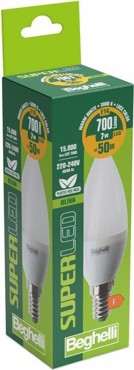 Produktbild Beghelli SuperLED Energiesparlampe Warmweiss 3000 K 7 W E14 F (E14, 700 lm, 1x)
