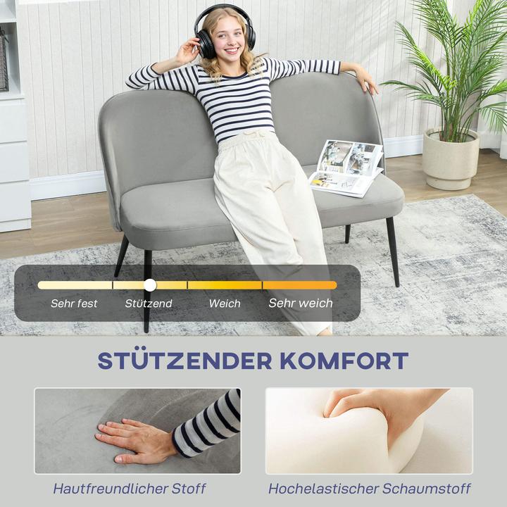 Image du produit Homcom Sofa Polyester, Metall Grau (2 places)