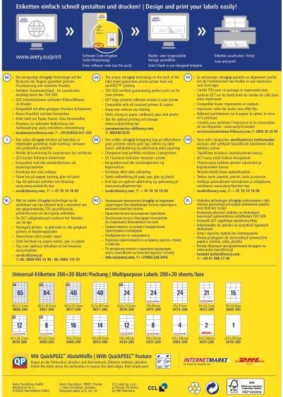 Actual product image Avery Universal labels