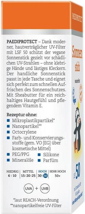 Nutritional values and ingredients Paediprotect Sun stick (Sun stick, SPF 50)