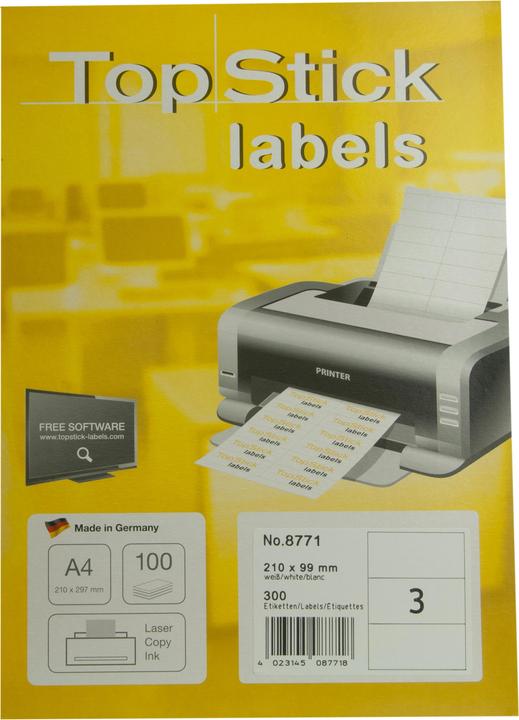 Actual product image TopStick TOP STICK universal labels, 210 x 99 mm, whiteá