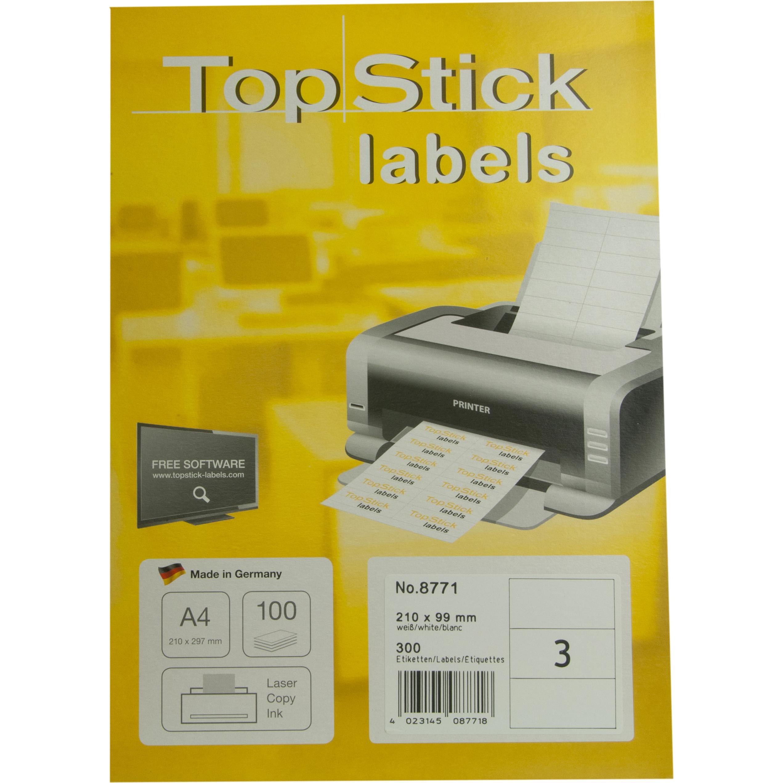 Thumbnail - TopStick, Etiketten, TOP STICK Universal-Etiketten, 210 x 99 mm, weiá