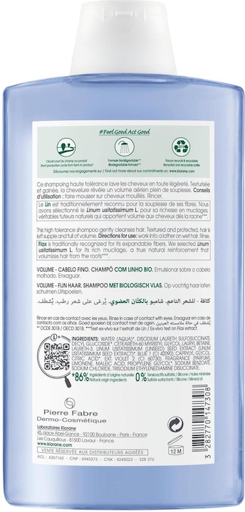 Immagine prodotto Klorane Volume (400 ml, Shampoo liquido)