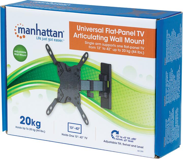 Immagine prodotto Manhattan Supporto a parete per TV universale, inclinabile e girevole (Muro, 43", 20 kg)