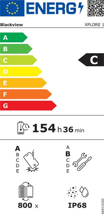 Energie-Label Blackview Xplore 1 (5G - 6.78" - 256 Go, 12 Go RAM - 20000mAh) Orange (256 GB, Orange, 6.78", Dual SIM, 5G)