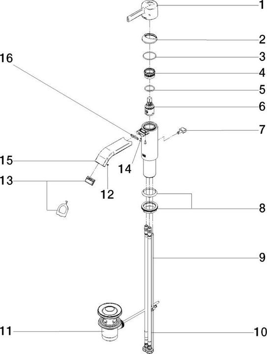 Actual product image Dornbracht IMO Mitigeur monocommandé pour lavabos, avec garniture d'écoulement, saillie 125mm, 33500671-33