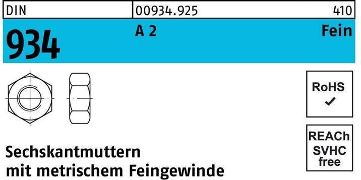 Actual product image Reyher Hexagon nut DIN 934 M 10 x 1.25 A 2 (- 70) (M10)