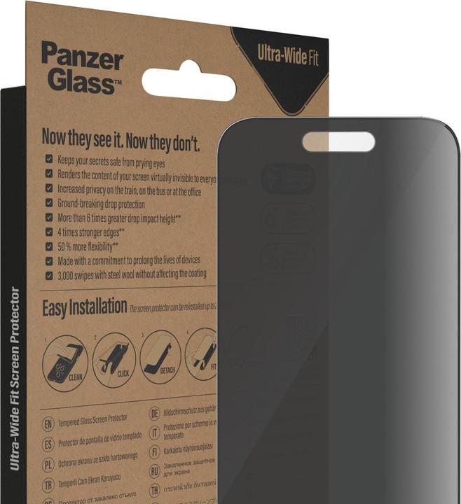 Produktbild PanzerGlass Ultra Wide Fit Privacy (1 Stück, Apple iPhone 14 Pro)