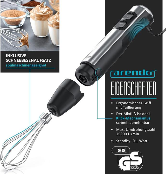 Immagine prodotto Arendo Stabmixer-Set mit Schneebesenaufsatz